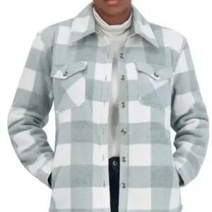 Sage Women's Fleece Sherpa Lined Plaid Shacket Jacket